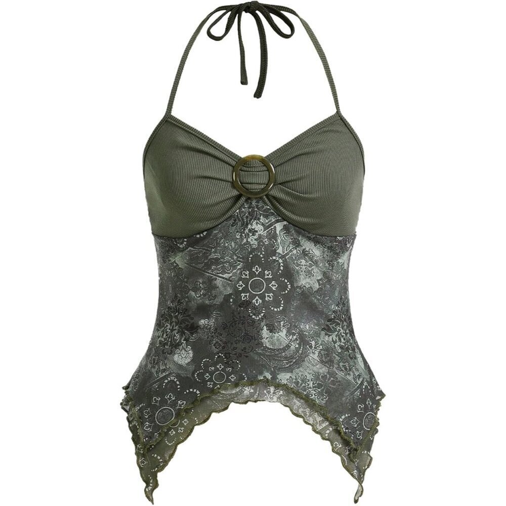 Women's Floral Y2K Halter Top Gothic Fairy Festival Casual Outing